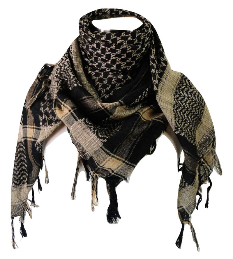Tapp Collections Premium Shemagh Head Neck Scarf - Black/Camel - Image 1